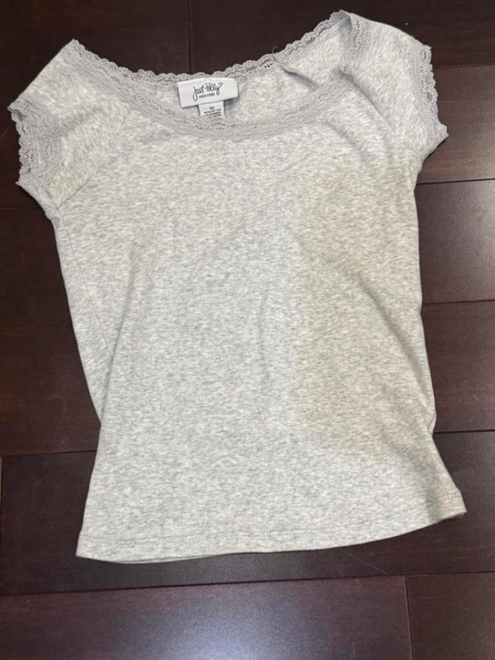 GREY LACE TRIM CROPPED TOP